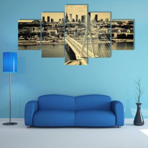 Aerial Bird View Of Warsaw - Nature 5 Panel Canvas Art Wall Decor