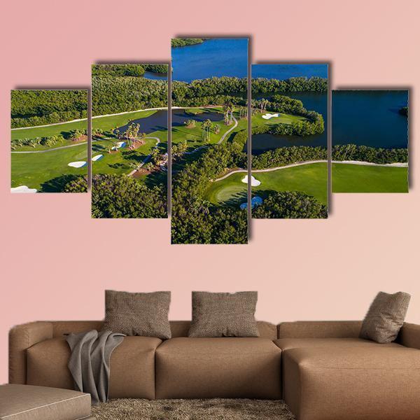 Aerial Golf Course Landscape - Nature 5 Panel Canvas Art Wall Decor Aerial Golf Course Landscape - Nature 5 Panel Canvas Art Wall Decor