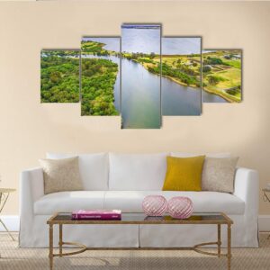 Aerial View Of Jones Bay At Gippsland Lakes Reserve - Nature 5 Panel Canvas Art Wall Decor