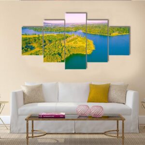 Aerial View Of Lake Burley Griffin - Nature 5 Panel Canvas Art Wall Decor