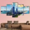 Aerial View Of Miami Beach - Nature 5 Panel Canvas Art Wall Decor