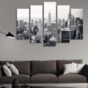 Aerial View Of New York City - Nature 5 Panel Canvas Art Wall Decor