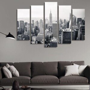 Aerial View Of New York City - Nature 5 Panel Canvas Art Wall Decor