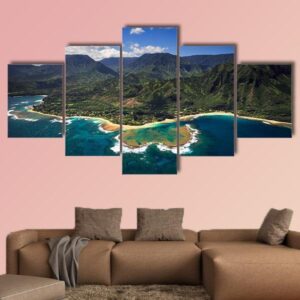 Aerial View Of Tunnels Beach - Nature 5 Panel Canvas Art Wall Decor