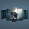 African Elephant Beautiful - Animal 5 Panel Canvas Art Wall Decor