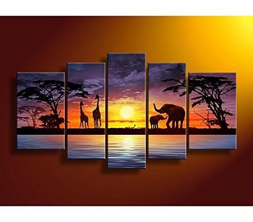 African Elephant Life - Nature 5 Panel Canvas Art Wall Decor African Elephant Life - Nature 5 Panel Canvas Art Wall Decor