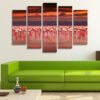 African Flamingos - Nature 5 Panel Canvas Art Wall Decor