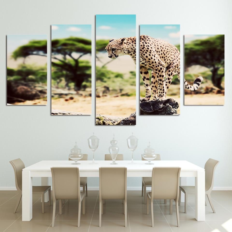 African Leopard - Animal 5 Panel Canvas Art Wall Decor African Leopard - Animal 5 Panel Canvas Art Wall Decor
