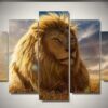 African Lion - Animal 5 Panel Canvas Art Wall Decor