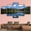 Afternoon Clouds Reflect From Pearl Lake - Nature 5 Panel Canvas Art Wall Decor