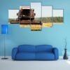 Agriculture Machine Harvesting In Field - Automative 5 Panel Canvas Art Wall Decor