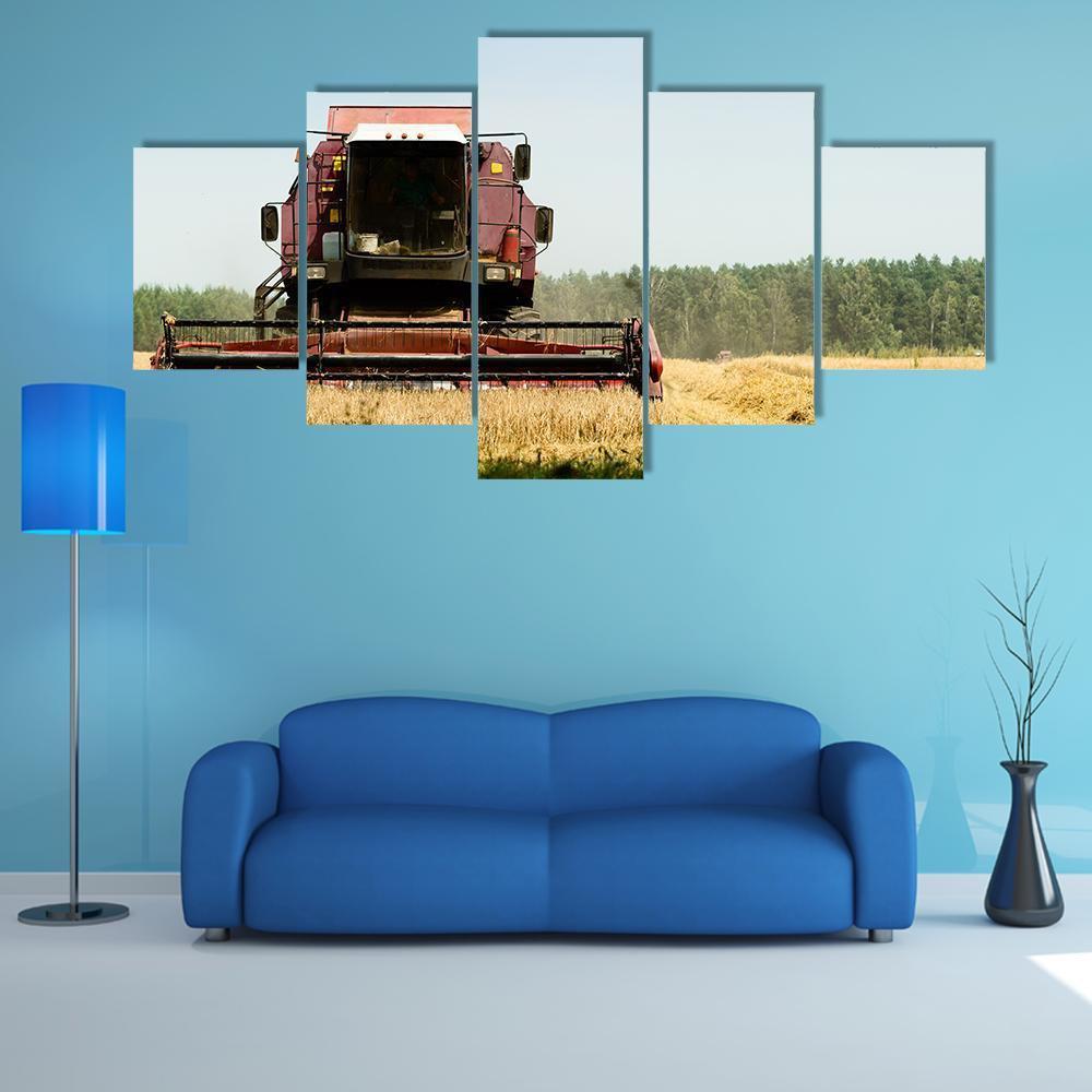 Agriculture Machine Harvesting In Field - Automative 5 Panel Canvas Art Wall Decor Agriculture Machine Harvesting In Field - Automative 5 Panel Canvas Art Wall Decor
