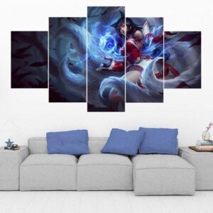 Ahri - League Of Legends - Gaming 5 Panel Canvas Art Wall Decor