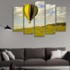 Air Balloon In The Sky - Nature 5 Panel Canvas Art Wall Decor
