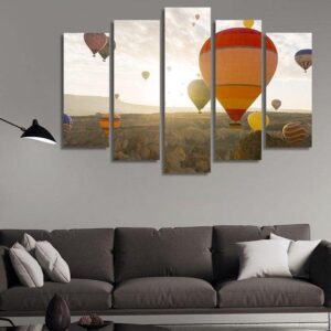 Air Balloon - Nature 5 Panel Canvas Art Wall Decor