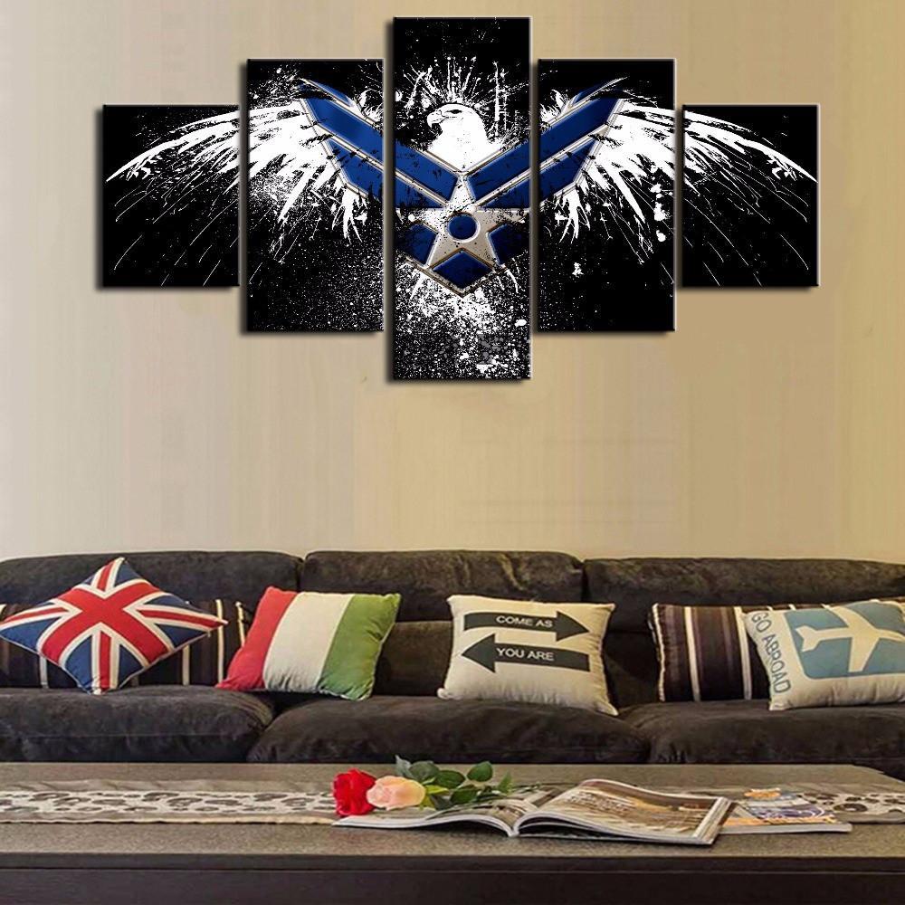 Air Force Eagle Set - Aircraft 5 Panel Canvas Art Wall Decor Air Force Eagle Set - Aircraft 5 Panel Canvas Art Wall Decor