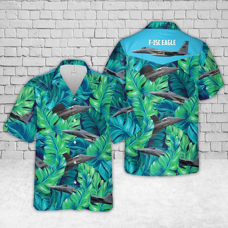 Air Force F-15C Eagle Massachusetts Tropical Hawaiian Shirt Air Force F-15C Eagle Massachusetts Tropical Hawaiian Shirt