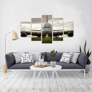 Airbus A380 Jet Airliner Aircraft - Airplane 5 Panel Canvas Art Wall Decor Airbus A380 Jet Airliner Aircraft - Airplane 5 Panel Canvas Art Wall Decor