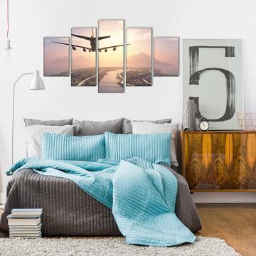 Aircraft Approach - Airplane 5 Panel Canvas Art Wall Decor Aircraft Approach - Airplane 5 Panel Canvas Art Wall Decor