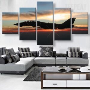 Aircraft In Twilight - Religion 5 Panel Canvas Art Wall Decor