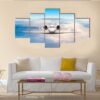 Aircraft Private Jet In Flight - Airplane 5 Panel Canvas Art Wall Decor