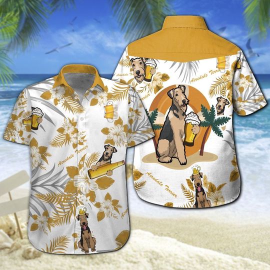 Airedale Terrier Beer Hawaiian Shirt Summer Button Up Airedale Terrier Beer Hawaiian Shirt Summer Button Up