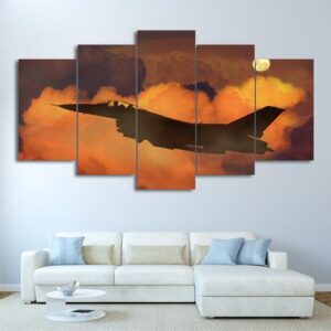 Airplane In Clouds - Airplane 5 Panel Canvas Art Wall Decor