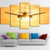 Airplane In Sunset Flying - Airplane 5 Panel Canvas Art Wall Decor