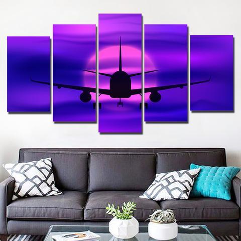 Airplane Take Off - Airplane 5 Panel Canvas Art Wall Decor Airplane Take Off - Airplane 5 Panel Canvas Art Wall Decor