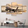 Airplane Takes Off - Aircraft 5 Panel Canvas Art Wall Decor
