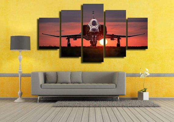 Airplane - Airplane 5 Panel Canvas Art Wall Decor Airplane - Airplane 5 Panel Canvas Art Wall Decor