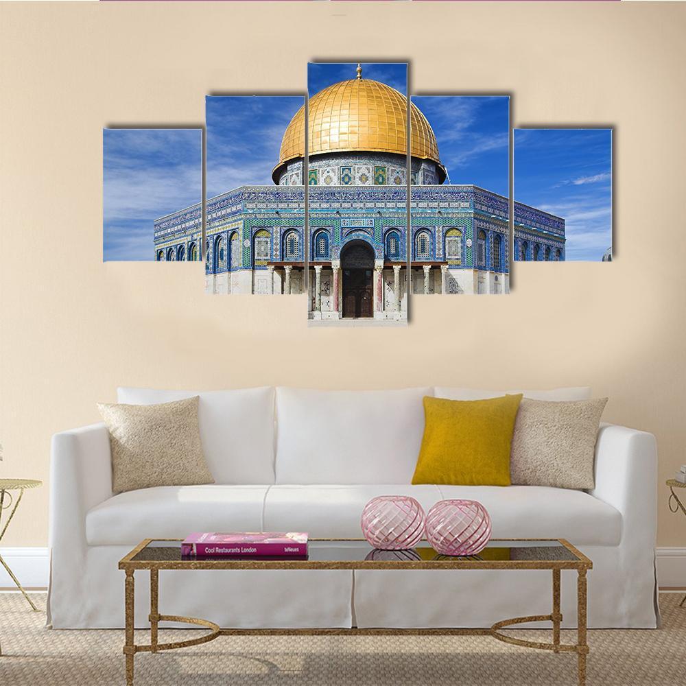 Al Aqsa Mosque In Jerusalem In Blue Sky - Nature 5 Panel Canvas Art Wall Decor Al Aqsa Mosque In Jerusalem In Blue Sky - Nature 5 Panel Canvas Art Wall Decor