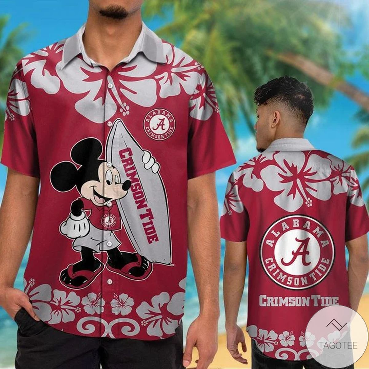 Alabama Crimson Tide & Mickey Mouse Hawaiian Shirt Alabama Crimson Tide & Mickey Mouse Hawaiian Shirt