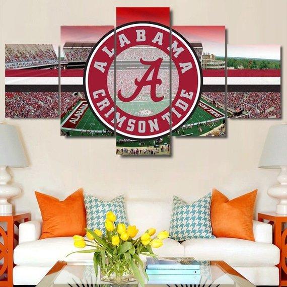 Alabama Crimson Tide Stadium 3 - Sport 5 Panel Canvas Art Wall Decor Alabama Crimson Tide Stadium 3 - Sport 5 Panel Canvas Art Wall Decor