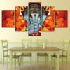 Alampata Ganesha - Religion 5 Panel Canvas Art Wall Decor