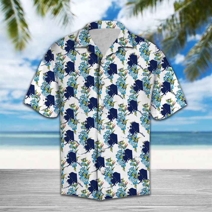 Alaska Alpine Forget Me Not Flower Hawaiian Shirt Summer Button Up Alaska Alpine Forget Me Not Flower Hawaiian Shirt Summer Button Up
