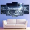 Alien Planet Moons Space - Space Universe 5 Panel Canvas Art Wall Decor