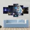 Alien Spaceship Fleet Moving Near Earth - Movie 5 Panel Canvas Art Wall Decor