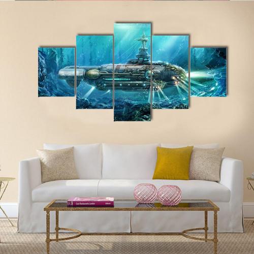Alien Submarine - Movie 5 Panel Canvas Art Wall Decor Alien Submarine - Movie 5 Panel Canvas Art Wall Decor