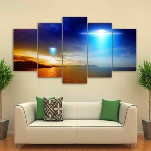 Alien Ufo - Space Universe 5 Panel Canvas Art Wall Decor