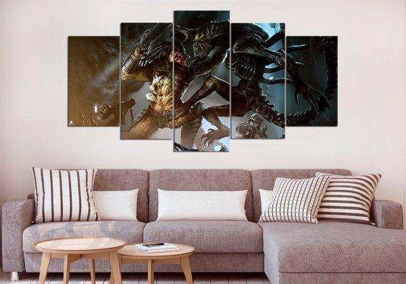 Alien Vs Predator 1 - Movie 5 Panel Canvas Art Wall Decor Alien Vs Predator 1 - Movie 5 Panel Canvas Art Wall Decor