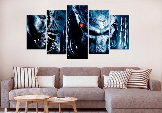 Alien Vs Predator Large 2 - Movie 5 Panel Canvas Art Wall Decor Alien Vs Predator Large 2 - Movie 5 Panel Canvas Art Wall Decor