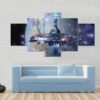 Aliens Ufo Mothership Near Earth - Space 5 Panel Canvas Art Wall Decor