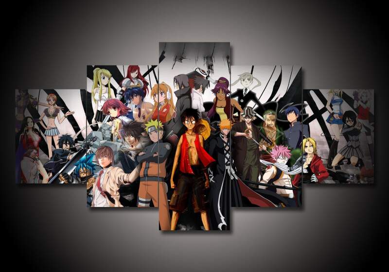 All Anime Characters - Anime 5 Panel Canvas Art Wall Decor All Anime Characters - Anime 5 Panel Canvas Art Wall Decor