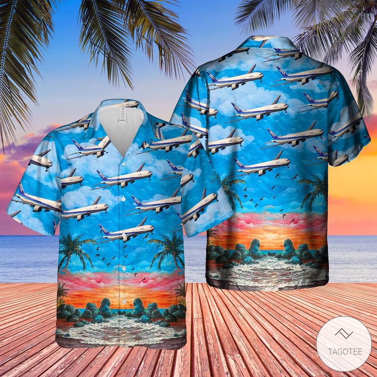 All Nippon Airways Boeing 777-381Er Hawaiian Shirt All Nippon Airways Boeing 777-381Er Hawaiian Shirt