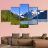Amazing Alaska Mountain With Lake - Nature 5 Panel Canvas Art Wall Decor