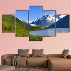 Amazing Alaska Mountain With Lake - Nature 5 Panel Canvas Art Wall Decor