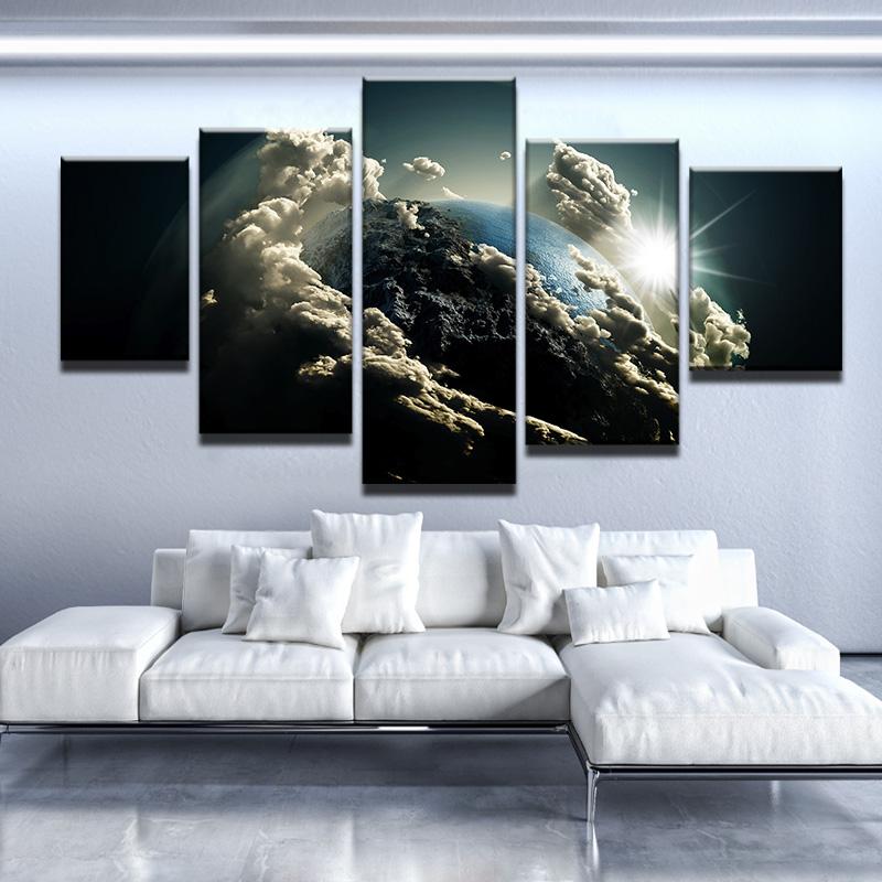 Amazing Earth - Space 5 Panel Canvas Art Wall Decor Amazing Earth - Space 5 Panel Canvas Art Wall Decor