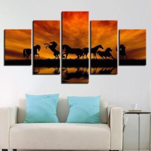Amazing Horses - Animal 5 Panel Canvas Art Wall Decor