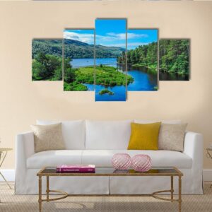 Amazing Landscape With Creeks And Lakes - Nature 5 Panel Canvas Art Wall Decor